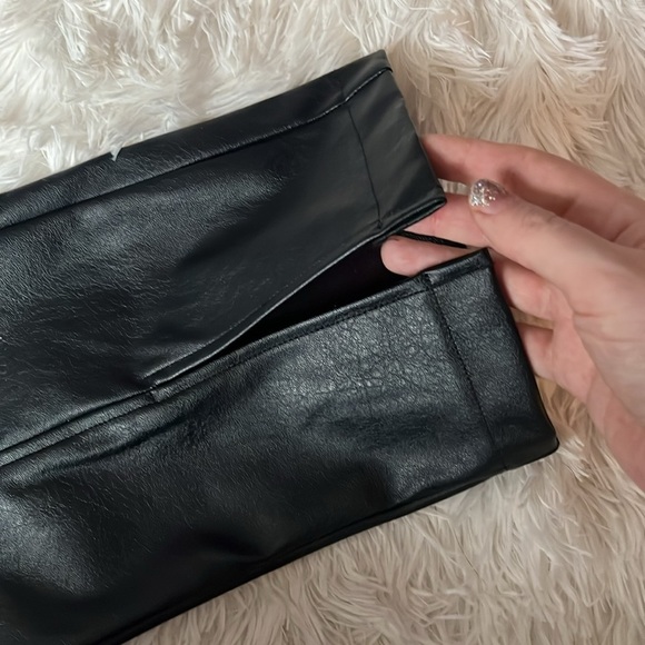 NEW Wildfox Vegan Leather Pants Sze M High Rise w/ Split Hem Straight Leg Chic - Picture 14 of 16